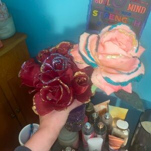 Red and Pink Glitter Roses